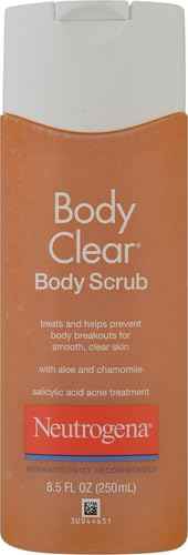 Neutrogena Body Clear Oil Free Acne Body Scrub with Salicylic Acid, Exfoliating Body Wash for Back, Chest, and Shoulders, 8.5 fl. oz (Pack of 2)