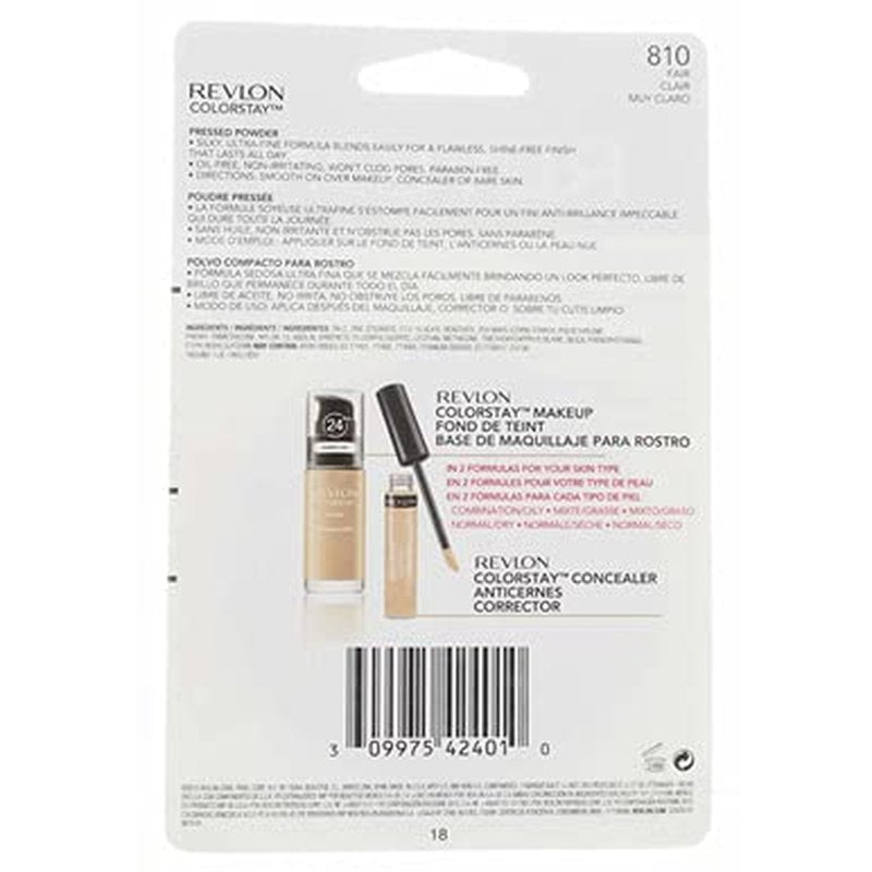 Revlon ColorStay Pressed Powder - Fair 810 | Long-Lasting Matte Finish, 0.3 oz (Pack of 4)