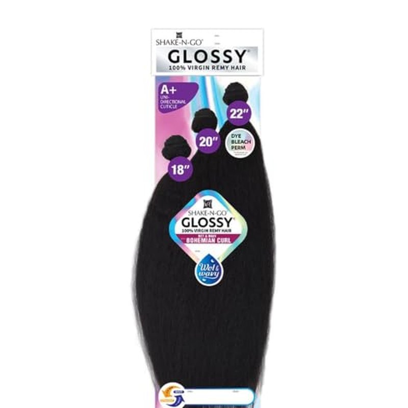 SHAKE-N-GO Glossy Wet & Wavy Bohemian Curl (10"/12"/14", NATURAL)