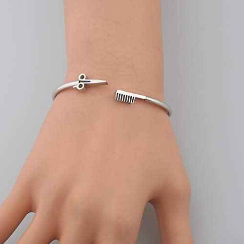 BNQL Hair Stylist Scissor and Comb Bracelet Hair Salon Stylist Thanks Jewelry