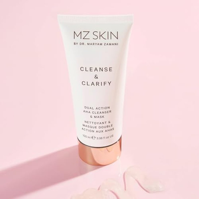 MZ SKIN Cleanse & Clarify Dual Action Cleanser & Mask 3.4 fl oz | Exfoliating AHA & Papaya Enzyme Face Wash | Smooths Texture, Refines Pores & Brightens