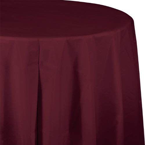 Creative Converting Octy-Round Plastic Table Cover, 82-Inch, Burgundy