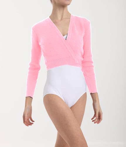 Tegmk Girl's Women's Dance Wrap Sweater Ballet Top Warm up for Leotards, Dress(FT826-08-3XL)