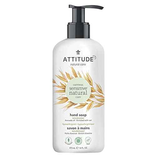 ATTITUDE Hand Soap for Sensitive Skin with Oat and Avocado Oil, EWG Verified, Dermatologically Tested, Vegan, 16 Fl Oz (Pack of 2)