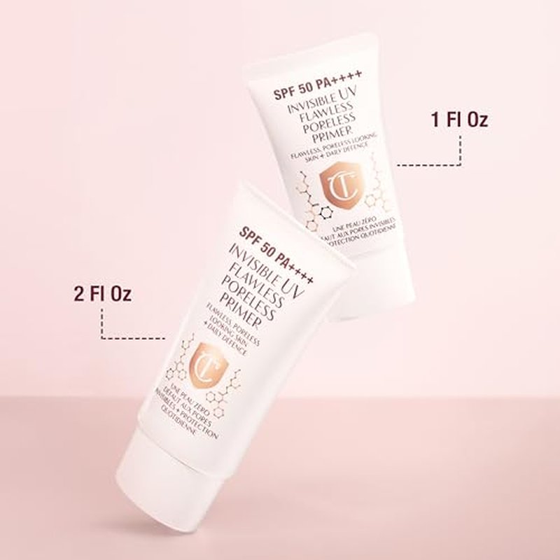 Charlotte Tilbury Invisible UV Flawless Makeup Primer - Broad Spectrum SPF 50 Sunscreen & Poreless Face Primer - Enriched with Hyaluronic Acid to Hydrate, Protect & Prime Skin