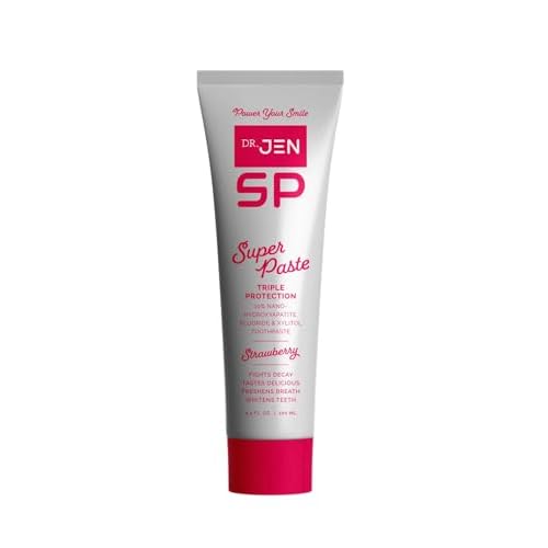 Dr. Jen Super Paste/Toothpaste with Fluoride +10% Nano-Hydroxyapatite Travel Toothpaste for Teeth Whitening & Sensitive Teeth Care (1 Pack, Strawberry)