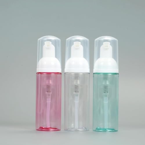 3 Pack Foam Pump Bottle Travel 60 ml/2 oz Small Size Mousse Foaming Soap Dispenser, Clear Plastic Foam Soap Dispenser Mini Empty Refillable Pump Containers(Mixed Color)