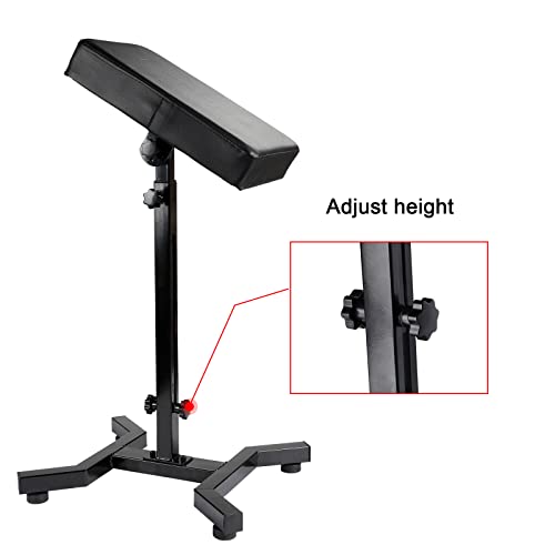 Solong Tattoo Armrest and Legrest with Thicken Tattoo Pad 180¡Æ Rotation Adjustable Height Tattoo Armrest Stand Studio Chair Frame Non-Slip Base Square Black Leather TA221