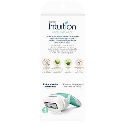 Schick Intuition Razors for Women with Sensitive Skin | 1 Razor & 2 Intuition Razor Blades Refill with Organic Aloe (Pack of 2)