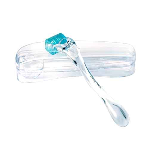 Derma Roller, Microneedling Roller with 200 Real Individual Titanium Needles, Professional Microneedle Roller for Men and Women Home Use - Pale Blue