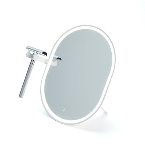 Sharper Image¢ç SpaStudio¢ç Fog-Free Heated Shower Mirror & Razor Holder - IPX7 Waterproof| Rapid Defog Technology|Rechargeable Battery| Swivel Wall Mount & Stand|60-Second Fogless Mirror| Bathroom Gift