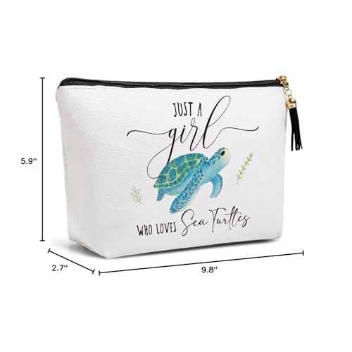 Turtle Sea Turtle Gifts for Women Makeup Bag, Sea Turtles Lovers Cosmetic Bags Funny Birthday Gifts for Loves Turtles Women Waterproof PU Leather Beach Bag Travel Toiletry