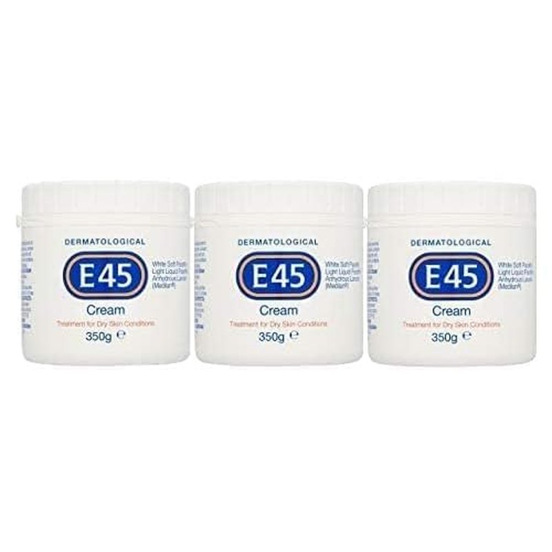 E45 Dermatological Cream Treatment for Dry Skin Conditions (350g) Pack of 3