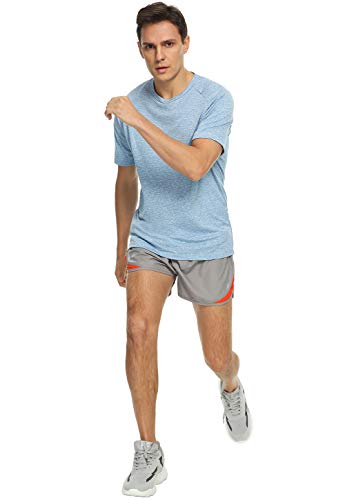 Xelky 4-5 Pack Men's Dry Fit T Shirt Moisture Wicking Athletic Tees Exercise Fitness Activewear Short Sleeves Gym Workout Tops Black/LightGray/LightBlue/Red XL