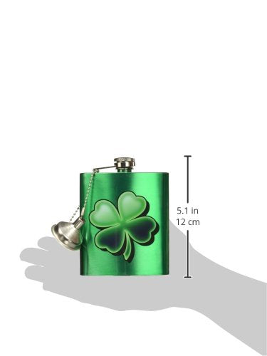 Spoontiques - St. Patrick's Day Irish Stainless Steel Hip Flask - Functional Drinkware - 7 Oz Liquid Capacity, Stainless Steel Refill Funnel - 4.75” Tall - Birthday, Bachelor or Bachelorette Party
