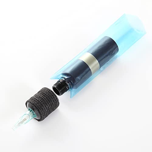 Dragoart 200Pcs Tattoo Machine Covers, PMU Machine Covers Tattoo Supplies PMU Supplies Disposable Clear Plastic Tattoo Gun Wrap Tattoo Pen Covers Tattoo Grip Wrap Sleeves(Blue 2.09 inch x 6.45 inch)
