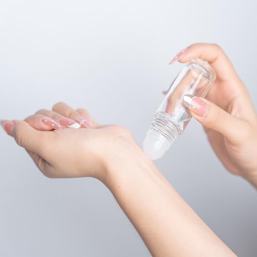 2 PCS Empty Glass Roller Bottles Plastic Roller Ball £¬Deodorant Roll On Bottles for Essential Oils, Perfume, Cosmetics £¨30ml £© (2pcs Round)