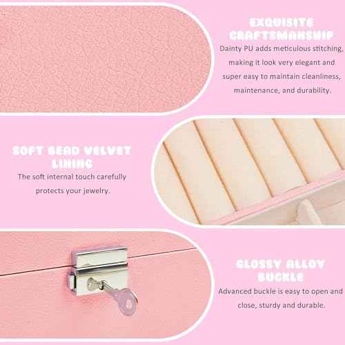 Jewelry Box with Hair Accessories for Girls, Hair Clips/Barrettes/Hair Ties/Bows/Toy Rings/Bracelets/Earrings/Hair Ropes/Hair Elastics, Gift Toys for Teen, Girls aged 4 5 6 7 8-12