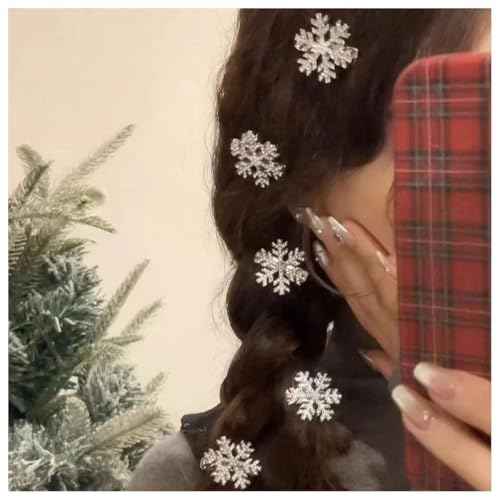 6Pcs Snowflake Hair Clip Sparkly Rhinestone Hair Barrettes for Women 3 Styles Snowflake Hairpins Christmas Hair Accessories Party Gifts