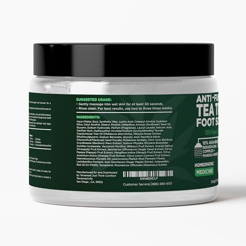 Foot Scrub with Tea Tree Oil | Callus Remover For Feet | Exfoliating Scrub with Salicylic and Glycolic Acid for Dead Skin, Athlete¡¯s Foot, Warts, Corns, Rashes, Foot Odor, Insect Bites and Foot Care