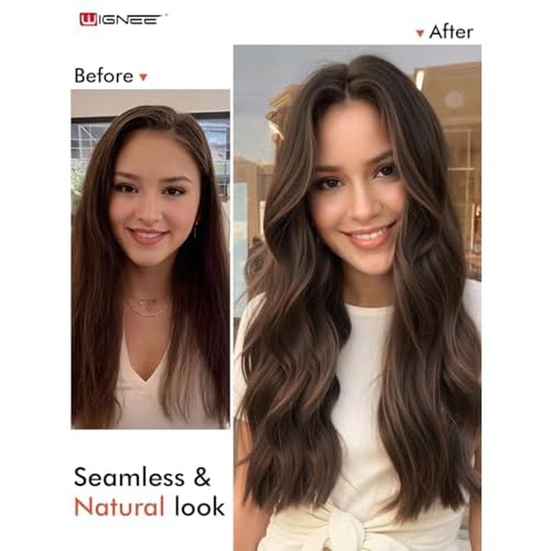 WIGNEE Double Invisible PU OVO Human Hair Extensions 100% Remy Hair Weft Brown Hair Extensions Human Hair 2 PCS 12 Inch No Glue Wefts Micro Bead Real Human Hair Extensions (2)