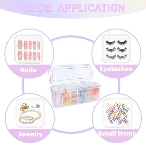 Press On Nail Organizer Box Kit,15 PCS Clear Press On Nail Storage Boxes and 1 Large Container Box,60pcs Adhesive Tape, Fake Nail Organizer Display Case Press On Nail Packaging for Home Nail Salon Use