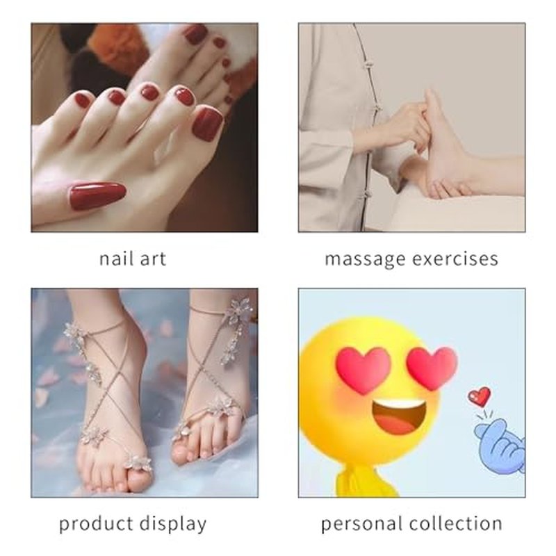 Realistic Silicone Female Model Feet Life Size Jewelry Display Tattoo Practice Art Collection with Nails (Left foot-with skeleton, Brown)