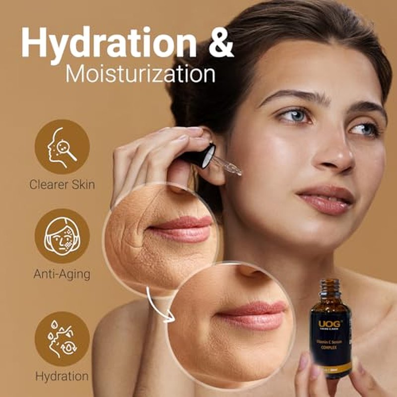 UOG (United One) Super Vitamin C Face Serum - Anti-Aging, Hydrating & Firming Formula, Lifts & Firms Face, Neck, Jawline, Reduces Dark Spots, Fine Lines, Wrinkles,1 Fl Oz- Pack of 2