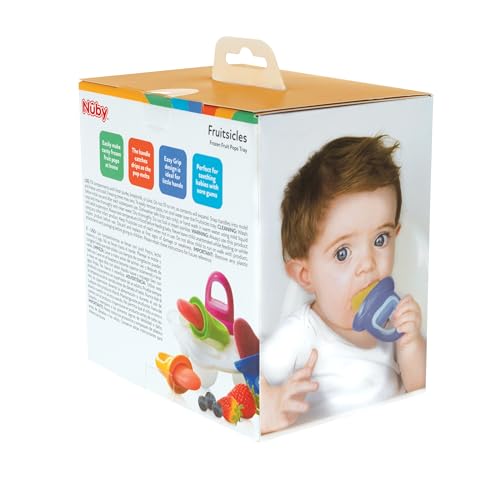 Nuby Popsicles Molds 1 Pack 4 Handle - Garden Fresh Fruitsicle Frozen Pop Tray - Multicolored Popsicle Molds For Kids, Baby Essentials