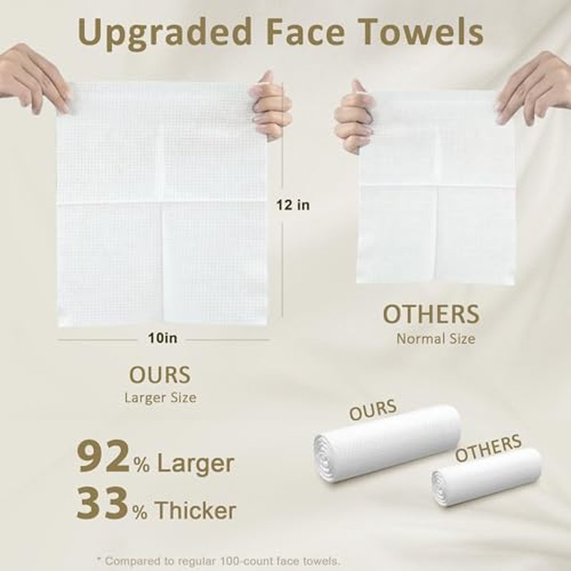 Ourmed Life Face Towels, Disposable Biodegradable Facial Towels for Sensitive Skin, Lint- free Face Wipes for Washing Face, Skincare and Makeup Remover, Dry Wipes, 10"¡¿12" Extra Large, 50 Count
