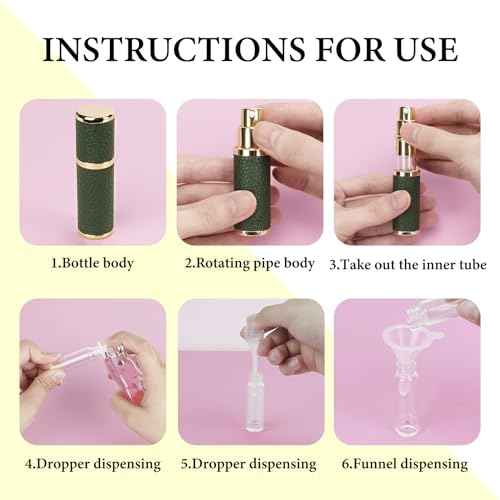 LUEXBOX 7 Pack Portable Perfume Bottle for Travel, Mini Refillable Perfume Dispenser, 5ml Faux Leather Leak Proof Perfume Atomizers Bottles Sprayer for Pocket Perfume