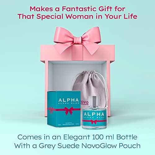 NovoGlow Alpha Blue for Women - 3.4 Fl Oz Oz Eau De Parfum Spray - Long Lasting Fruity & Floral Fragrance Smell Fresh & Feminine All Day Includes Carrying Pouch Gift for Women for All Occasions