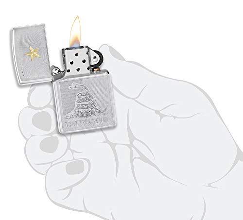 Zippo Don't Tread on Me Satin Chrome Pocket Lighter