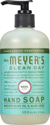 MRS. MEYER'S CLEAN DAY Hand Soap, Made with Essential Oils, Biodegradable Formula, Basil, 12.5 fl. oz (Pack of 4)