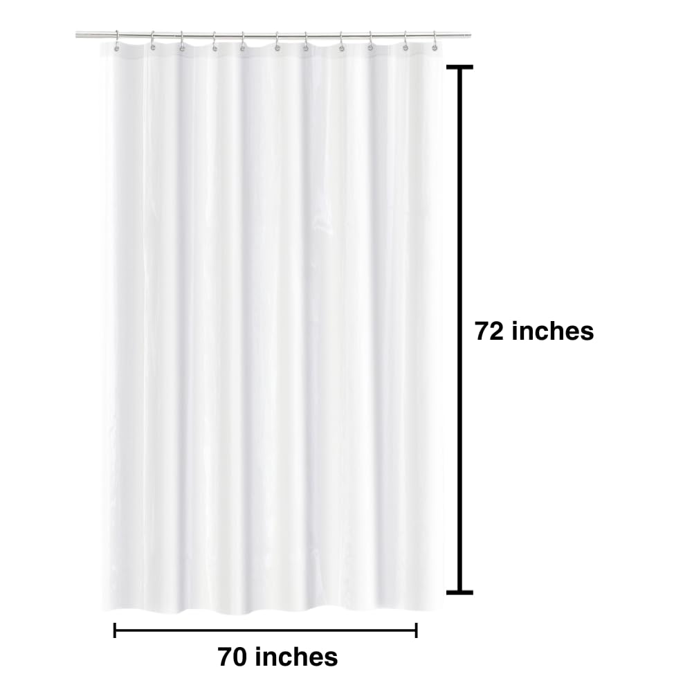 Splash Home Vinyl Shower Liner, Lightweight Shower Curtain Liner with 12 Rustproof Metal Grommet Holes 70” W x 72” H, Heavy Duty Waterproof Shower Curtains for Bathroom - Frosty Clear