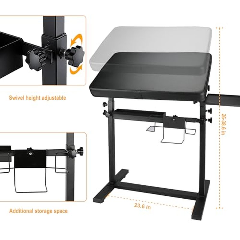 Tattoo Arm Rest Height Adjustable Oversized Soft Tattoo Armrest Stand for Tattoo Supplies (Black-Upgraded with Tray)