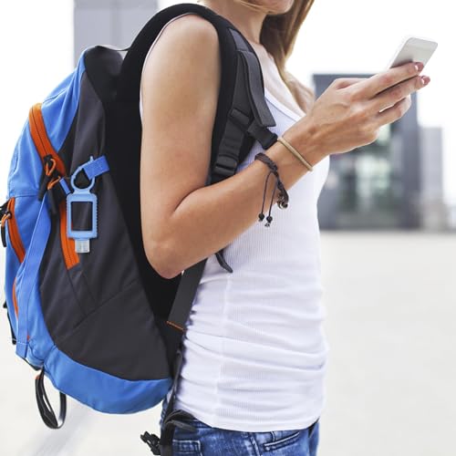 4 Pack Travel Size Bottles with Silicone Keychain Empty Hand Sanitizer Holder Refillable Squeeze Containers Leakproof Flip Cap Plastic Bottles Travel Essentials for Backpack (60ml / 2oz)