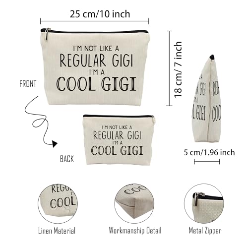huester Gigi Gifts Makeup Bag, Gigi Gifts for Grandma Make Up Bag, Mothers Day Gifts for Gigi, Grandma Gifts, I¡¯m Cool Gigi Cosmetic Bag Travel Makeup Make Up Pouch Gifts for Gigi Grandma Purse