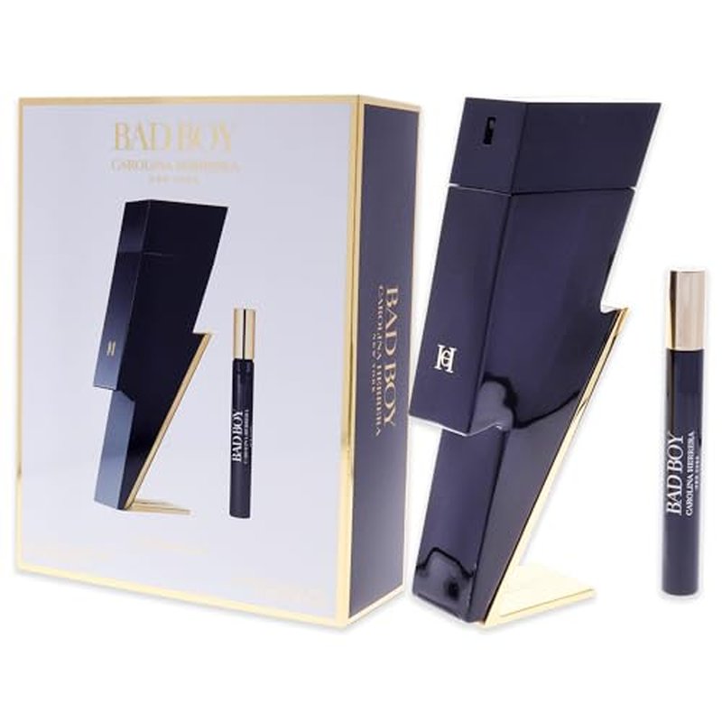 Carolina Herrera Bad Boy 2-Piece Travel Set for Men (3.4 Oz Eau De Toilette Spray + 0.34 Oz Eau De Toilette Spray)
