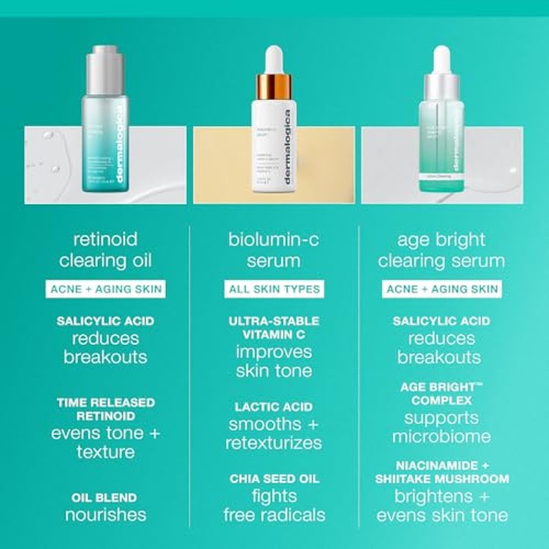 Dermalogica Retinol Clearing Oil Face Serum with Salicylic Acid - Anti-Aging Acne Treatment That Delivers Clearer, Vibrant Skin by Morning, (1 Fl Oz)
