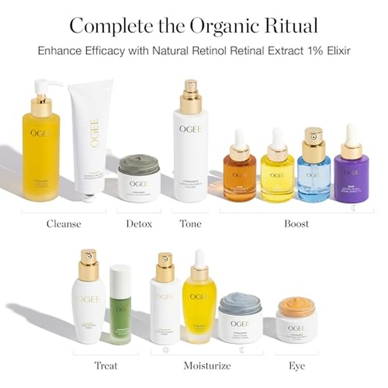 Ogee Natural Retinol Retinal 1% Elixir - Certified Organic Anti-Aging Face Serum For Smooth, Firm Skin