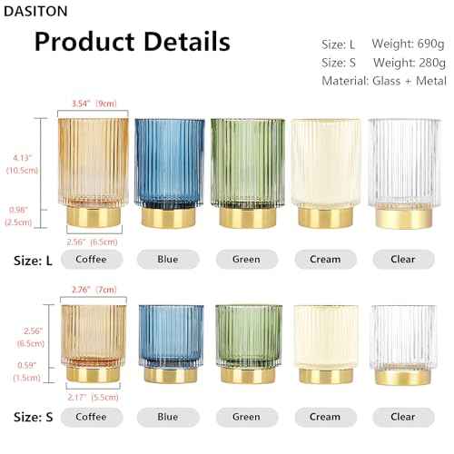 DASITON Makeup Brush holder Organizer,Crystal Cosmetic Makeup Brush Glass Brushes Storage Holder, Vintage Make Up Brush Cup Pen Pencil Holder striped vase(Coffee L)