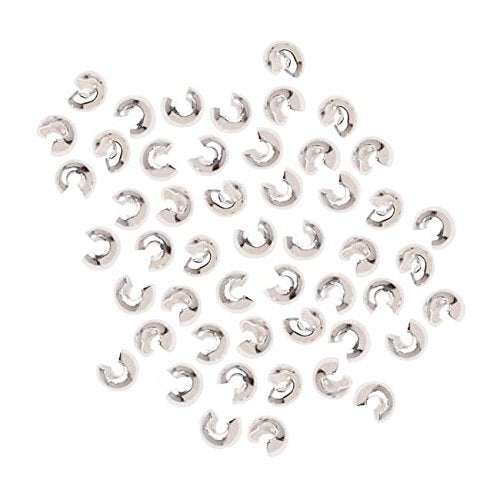 Beadaholique FCR-1053 144 Shiny Silver Tone Crimp Bead Covers, 3mm