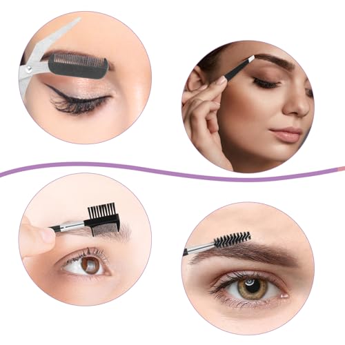 Professional Eyebrow Shaping Grooming Kit,8PCS/SET Eyebrow Grooming Kit with Leather Bag Eyebrow Trimming Kit With Razor Eyebrow Scissors Eyebrow Brush for Women & Men(Black)