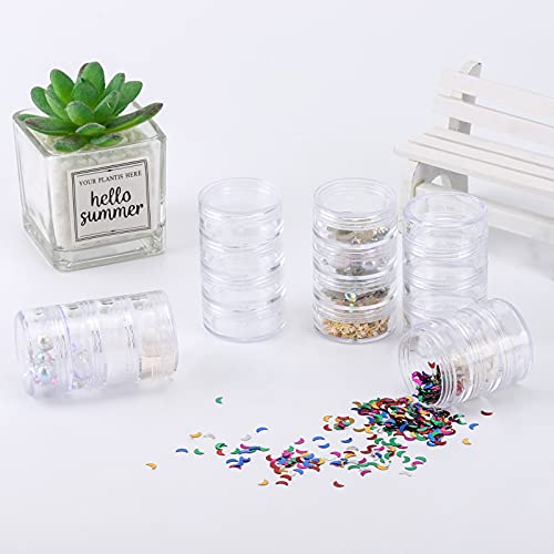 5 Set (20 Pieces) Stackable Cosmetic Containers with Screw Lids and Labels£¬10 Grams Clear Plastic Empty Jars Small Makeup Sample Containers for Beauty Products
