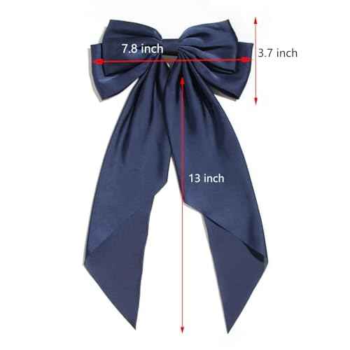 Furling Pompoms Hair Bows for Women,Large Satin Silky Hair Bow Clips Ribbon Long Tail French Barrette Hair Clamps Girls Hair Accessories Party Wedding Christmas Thanksgiving (Popular Colors)