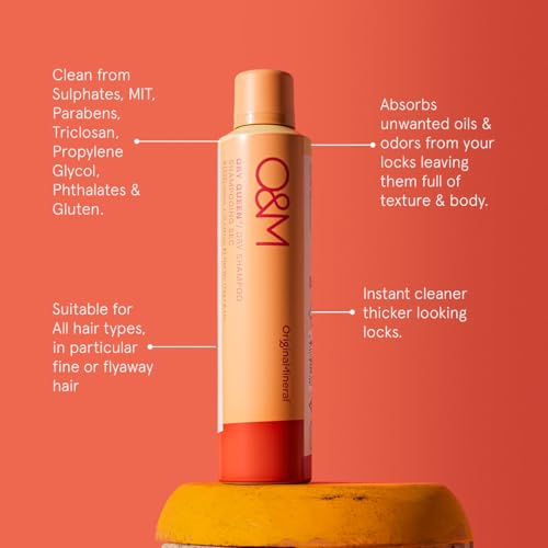 O&M Dry Queen Dry Shampoo, Vitamin C, Sulfate/Paraben/Silicone Free, Vegan, Cruelty-Free Beauty & Hair Care, Dry Shampoo for Women, Boost Volume & Waves, No Water, Safe for All Hair Colors, 300ml