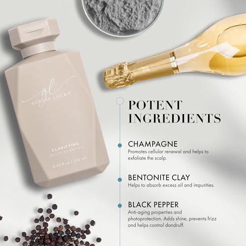 Goldie Locks Clarifying Shampoo - Sulfate-Free Deep Cleansing Detox for Scalp and Hair - Removes Buildup and Excess Oil - Safe for Extensions & Color-Treated Hair - Protein-Free - 8.45 fl oz