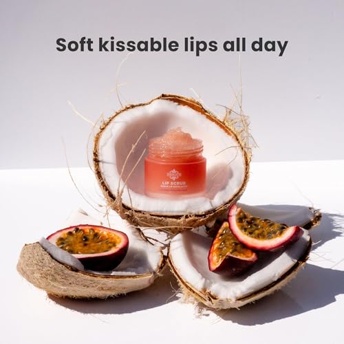 Dermasuri - Lip Exfoliator Scrub & Moisturizer - Sugar Scrubs for Soft Smooth Lips, Overnight Hydration, Brighten Dark Lips - Stocking Stuffer Gifts for Women - Coconut Passion Fruit Flavor- 20g/0.7oz