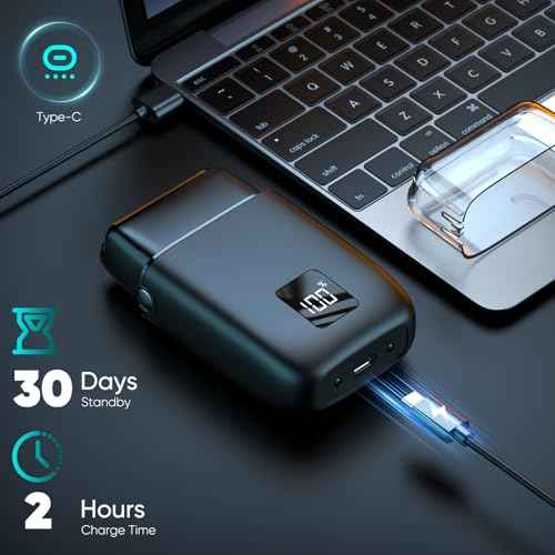 Electric Razor for Men Face, Electric Shavers for Men, Cordless Portable Rechargeable Waterproof Foil Shavers with LED Display, 3 Speeds, Travel Lock for Beard and Face Shaving (Black)